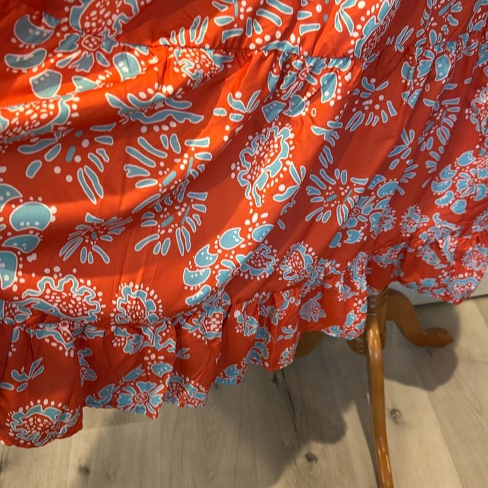 Cupshe Orange and Teal Cut out back strappy Sleeveless Maxi Sundress - Picture 9 of 11